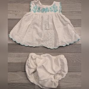 GAP White and Blue Embroidered Diaper Cover Set